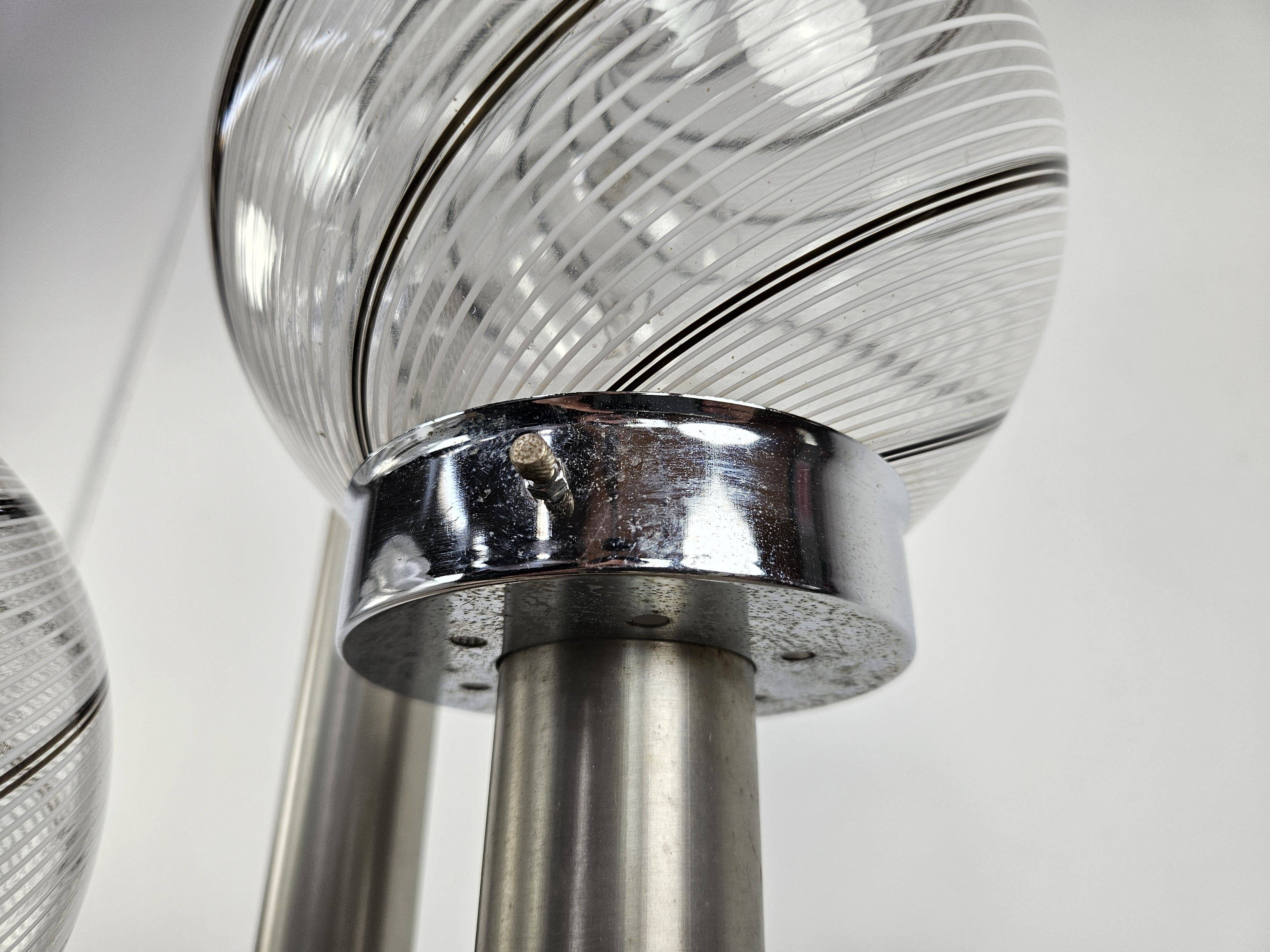Lampadaire tourbillon en verre de Murano avec trois points lumineux milieu du siècle années 70