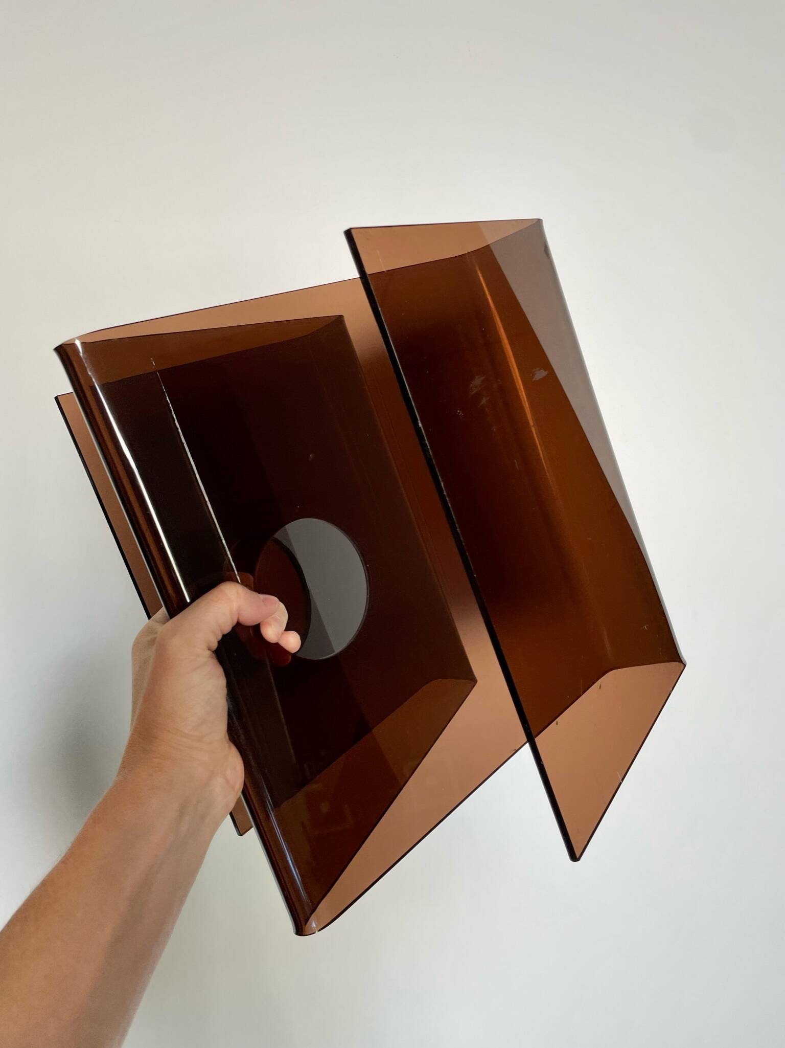 Smoked plexiglass magazine/vinyl rack