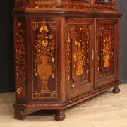 20th Century Inlaid Wood Dutch Display Cabinet, 1970