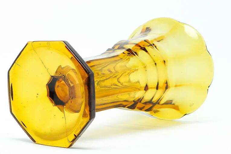 Art Deco vase, honey glass, Val Saint Lambert, Belgium, 1960s