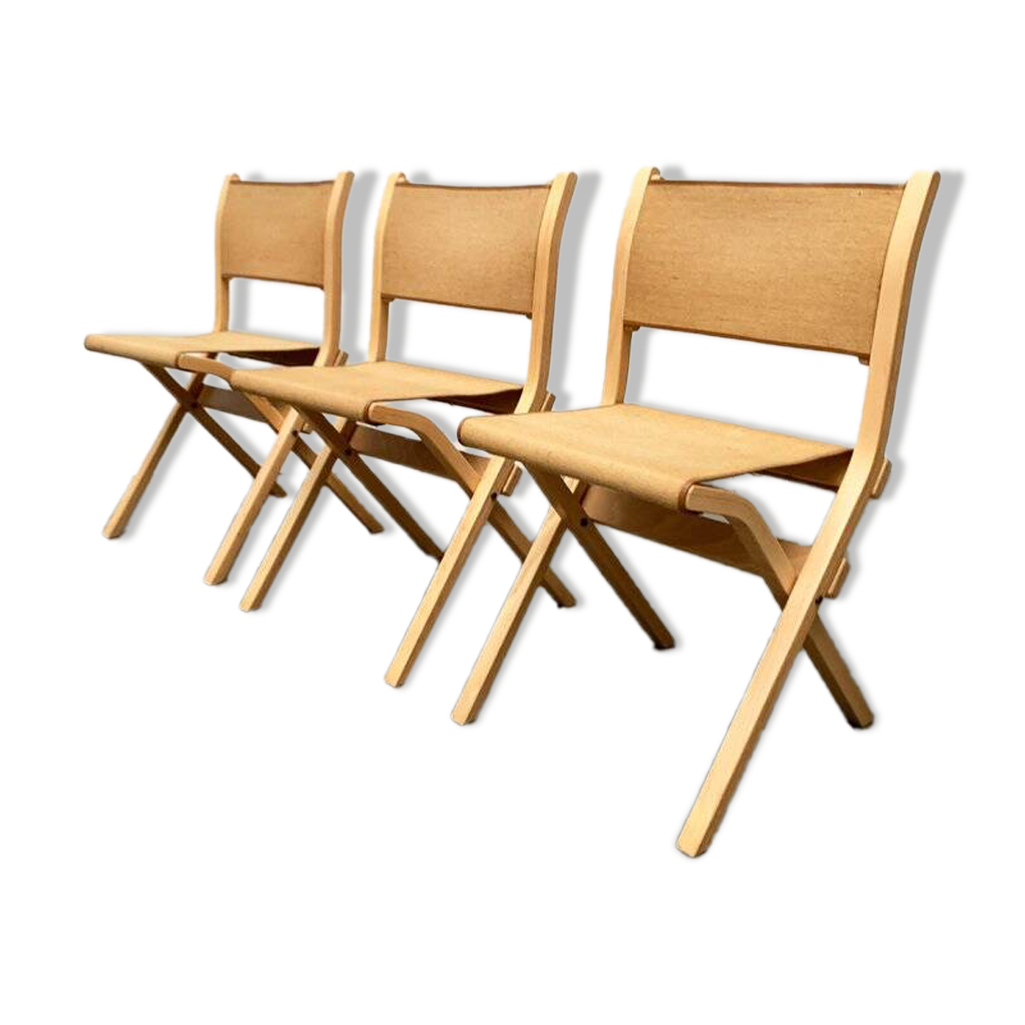 Vintage Italian folding chairs by Ilmari Tapiovaara for Olivo Italy, set of 3.