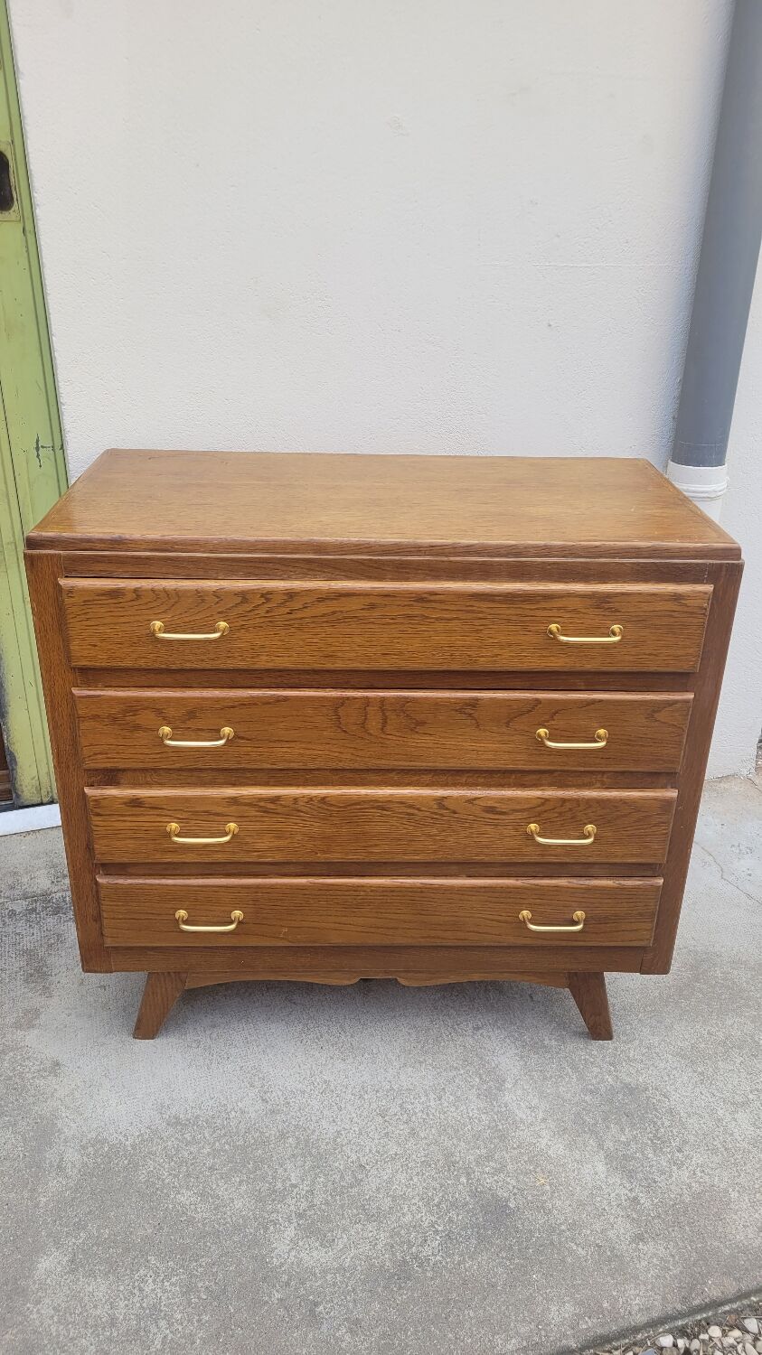 Commode vintage 1950 pieds compas 4 tiroirs