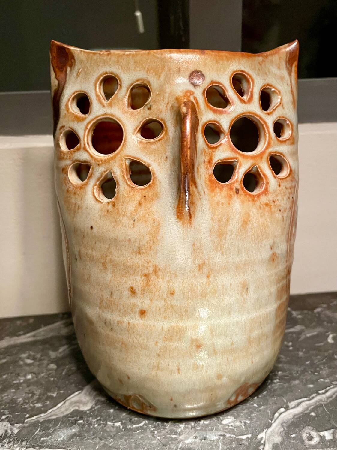 Vintage owl ceramic vase