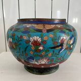 Cache-pot ancien en cloisonné, Japon, XIXe