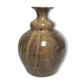 Vase boule ancien céramique marron beige