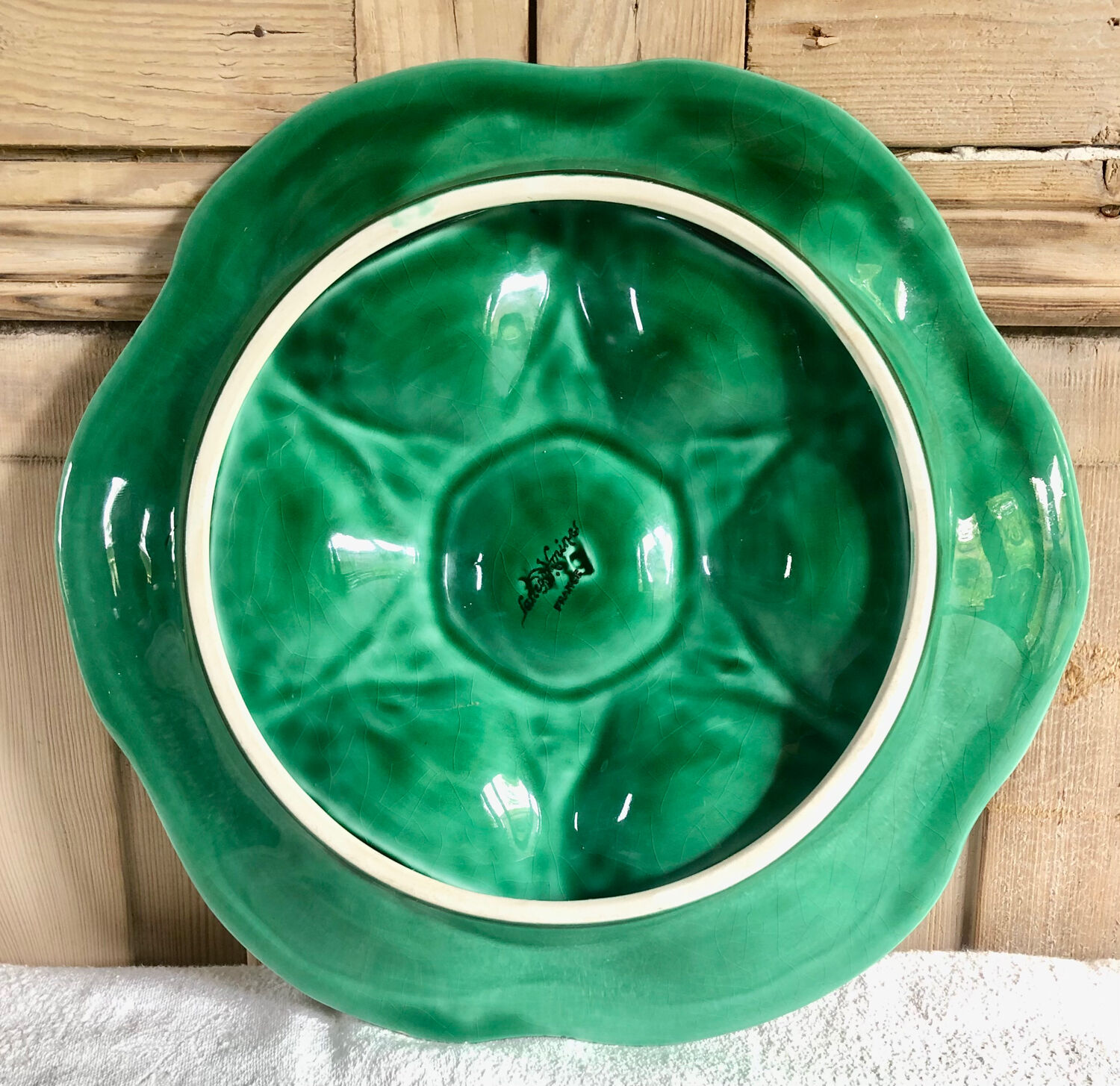 6 Sarreguemines slurry oyster plates