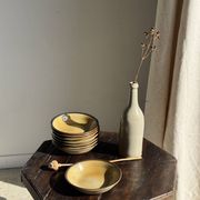 Bouteille vintage en grès beige moucheté H31