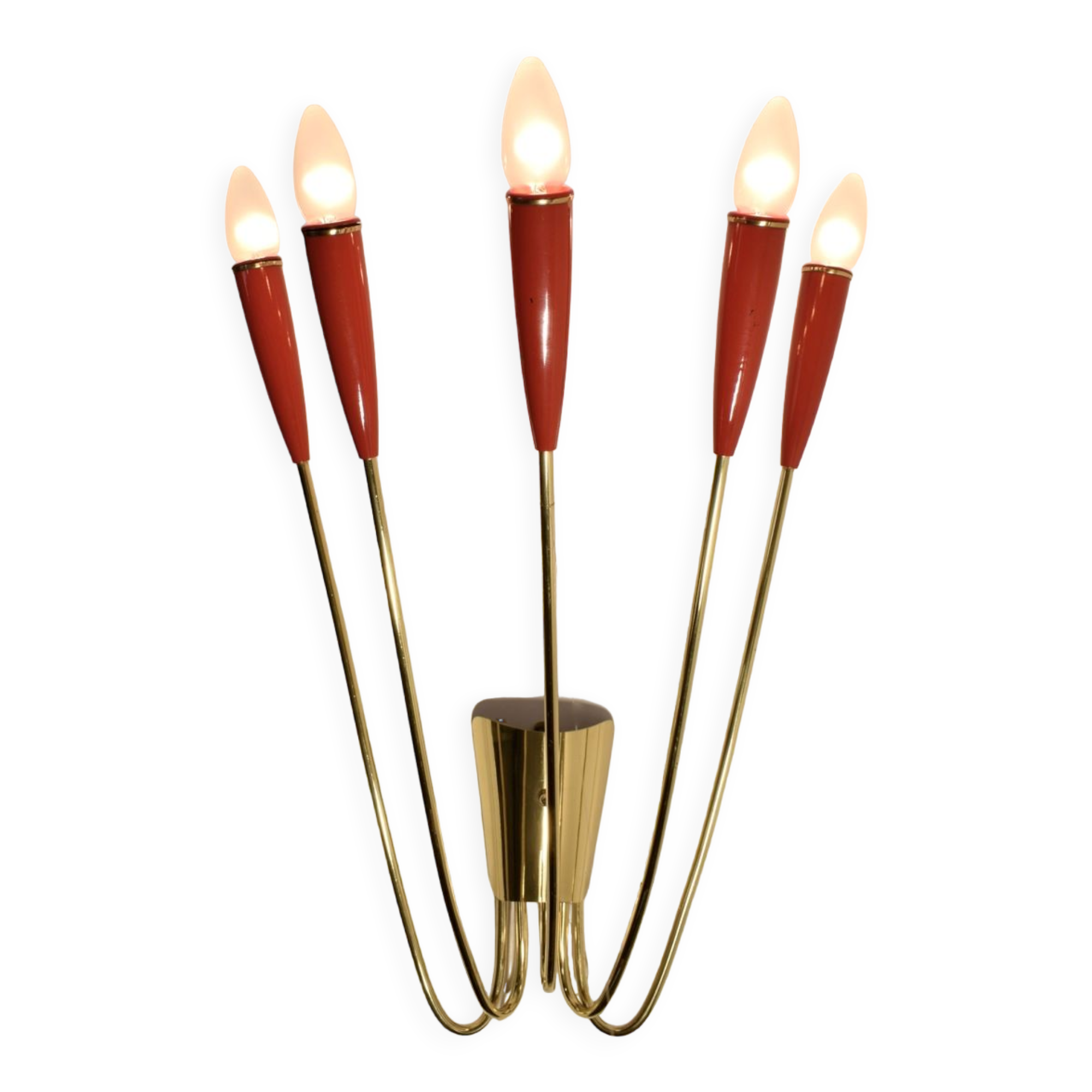 Wall lamp, 1960 brass and red
