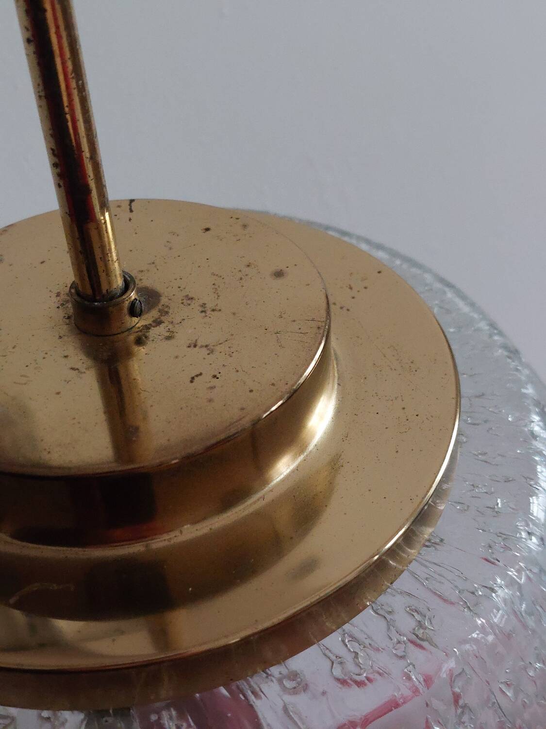 Vintage brass and frosted glass suspension, mid-century style, Doria Germany.