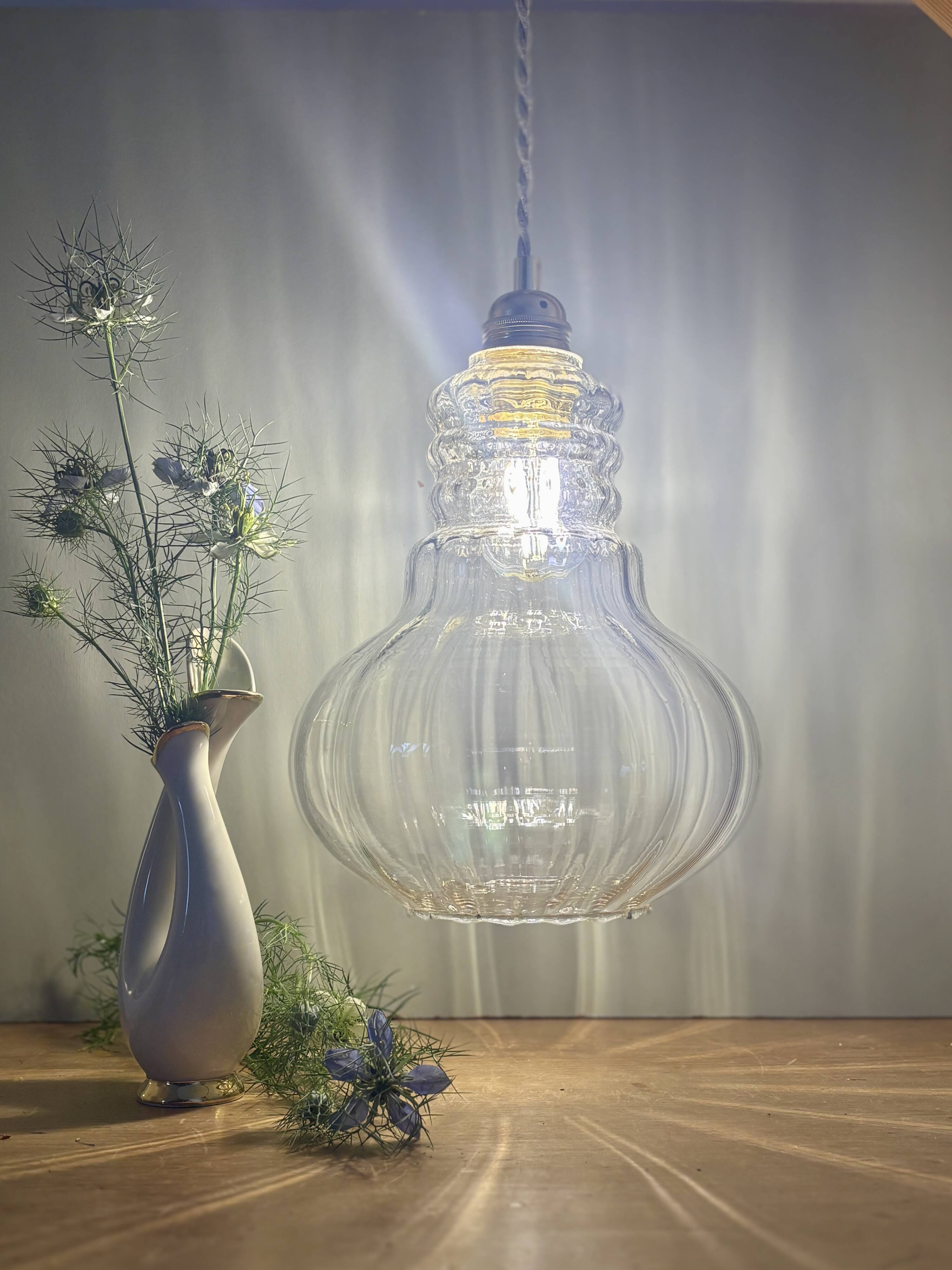 Vintage clear glass globe pendant light
