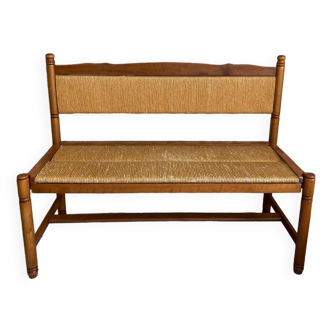 1960 beech and straw bench