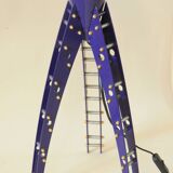 Pair of blue industrial design lamps with yellow shades - Space Age Rocket