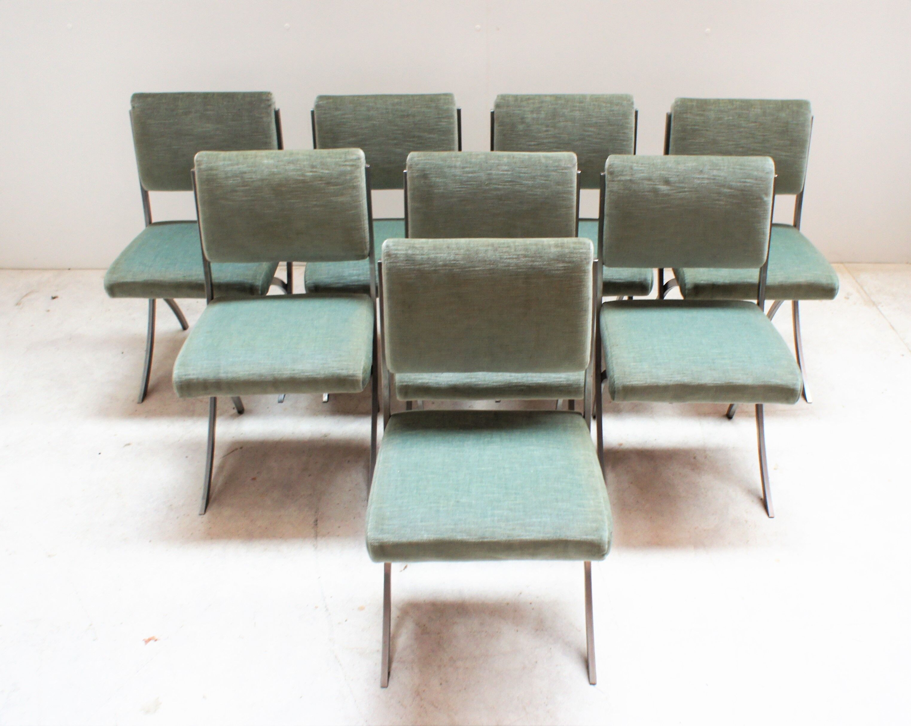 Series of eight vintage chairs, Paul Legeard