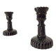 Pair of vintage 60s candlesticks in black opaline