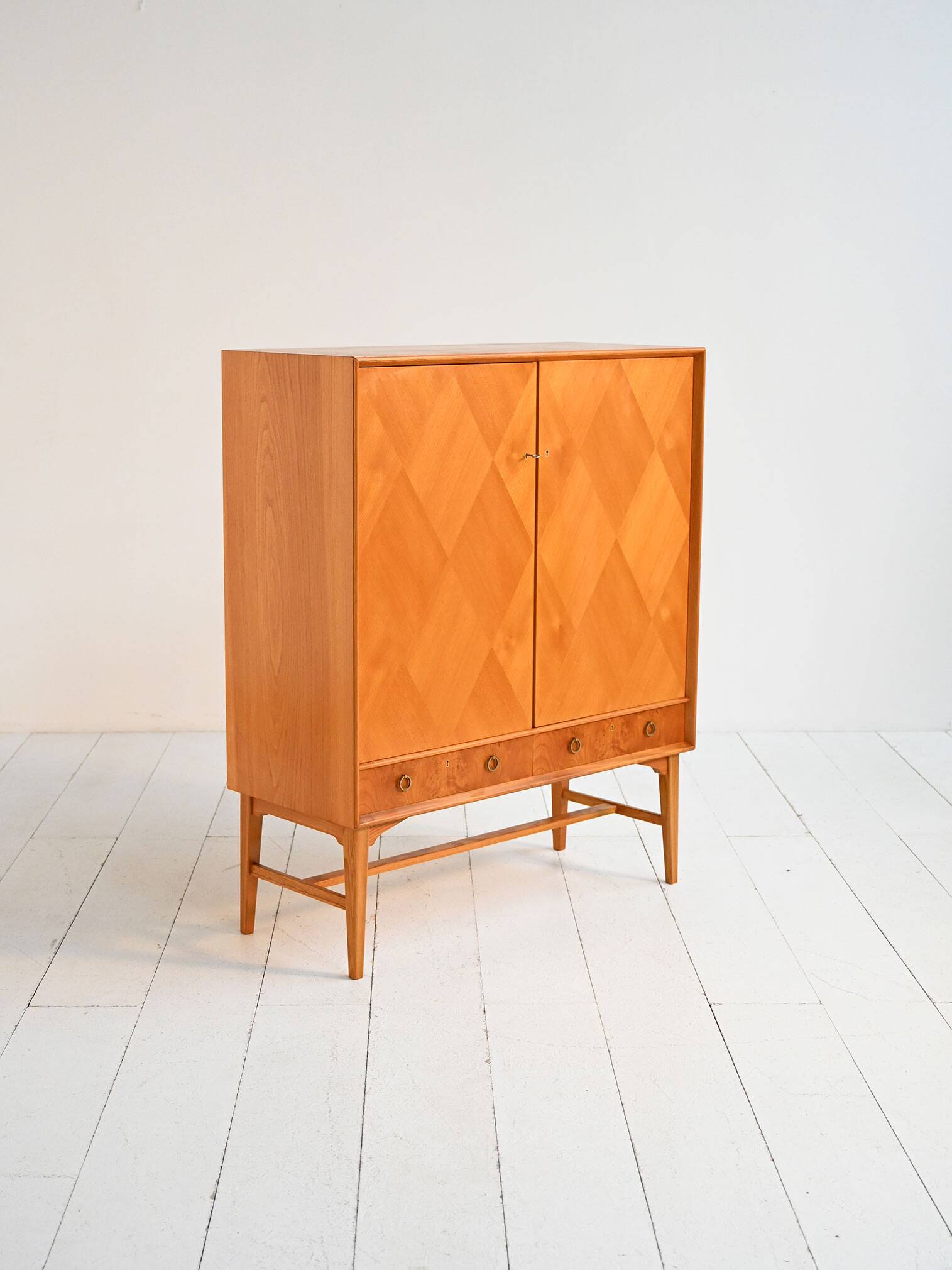 Elm and root veneer cabinet by AB Seffle Möbelfabrik, 1950s
