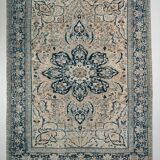 Tapis Persan Vintage Bleu Fait Main, Élégance Classique d’Iran, 293x391 Cm