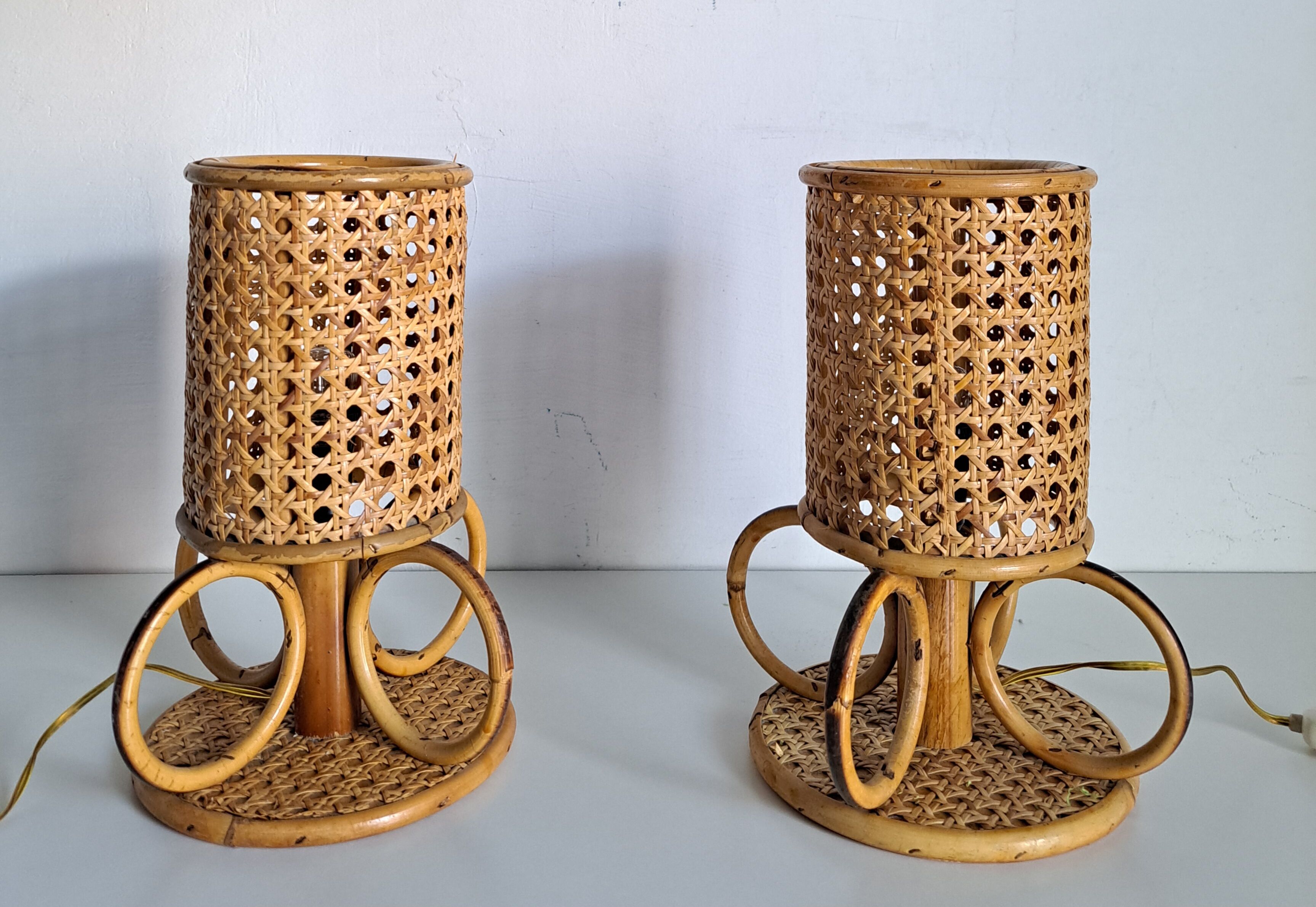 Paire de lampes de chevet bambou