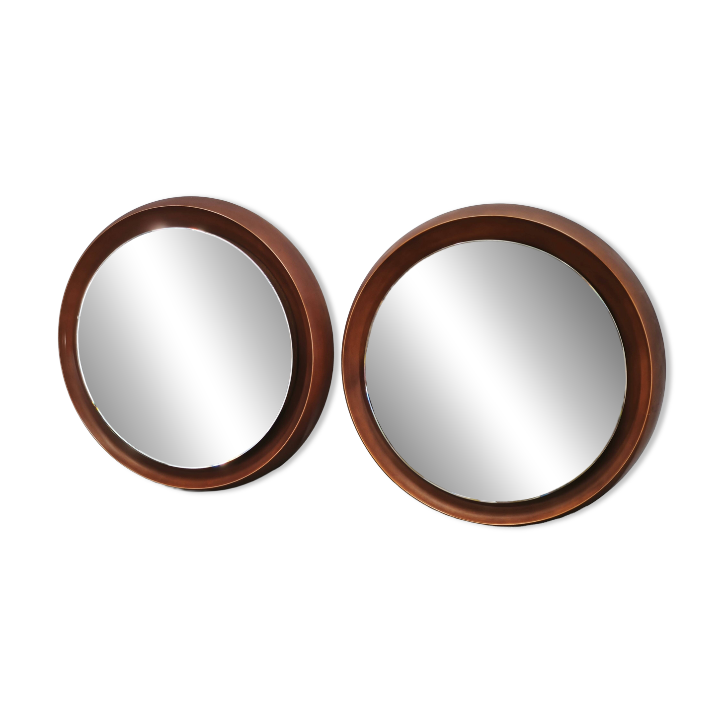 Pair of Italian Space Age Illuminated Round Mirrors, 1970s