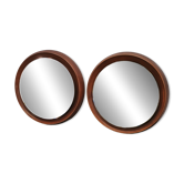Pair of Italian Space Age Illuminated Round Mirrors, 1970s