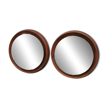 Pair of Italian Space Age Illuminated Round Mirrors, 1970s