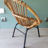 Chair armchair shell child steel rattan bamboo vintage