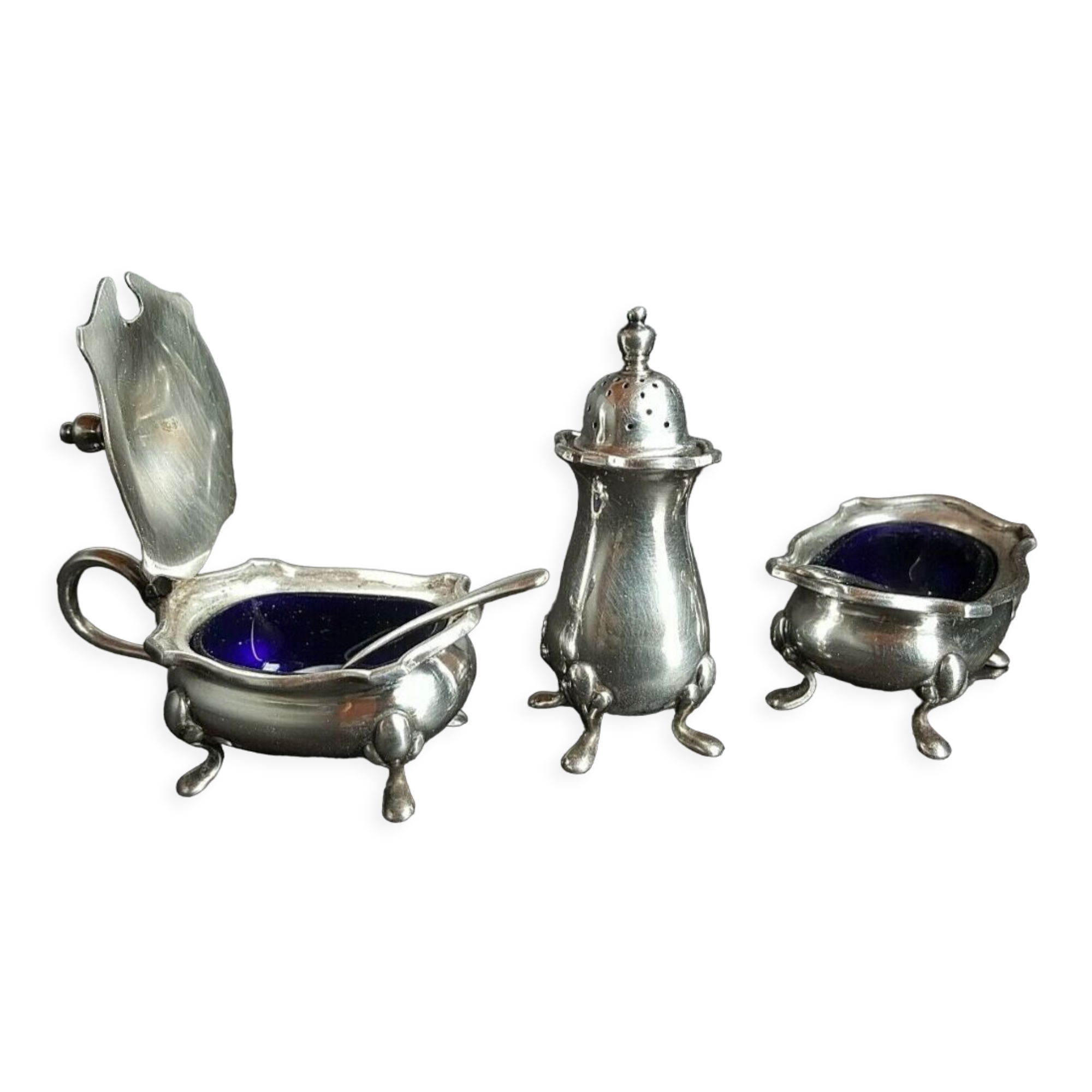 Old condiment set mappin & webb silver metal 20th miniature | Selency