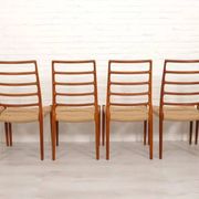 6 x vintage dining chairs | Niels Otto Møller | Model 82 | Papercord | Teak