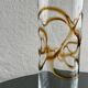 Vintage Glass Vase, yellow and brown Filigree, Coffee Table Decorative