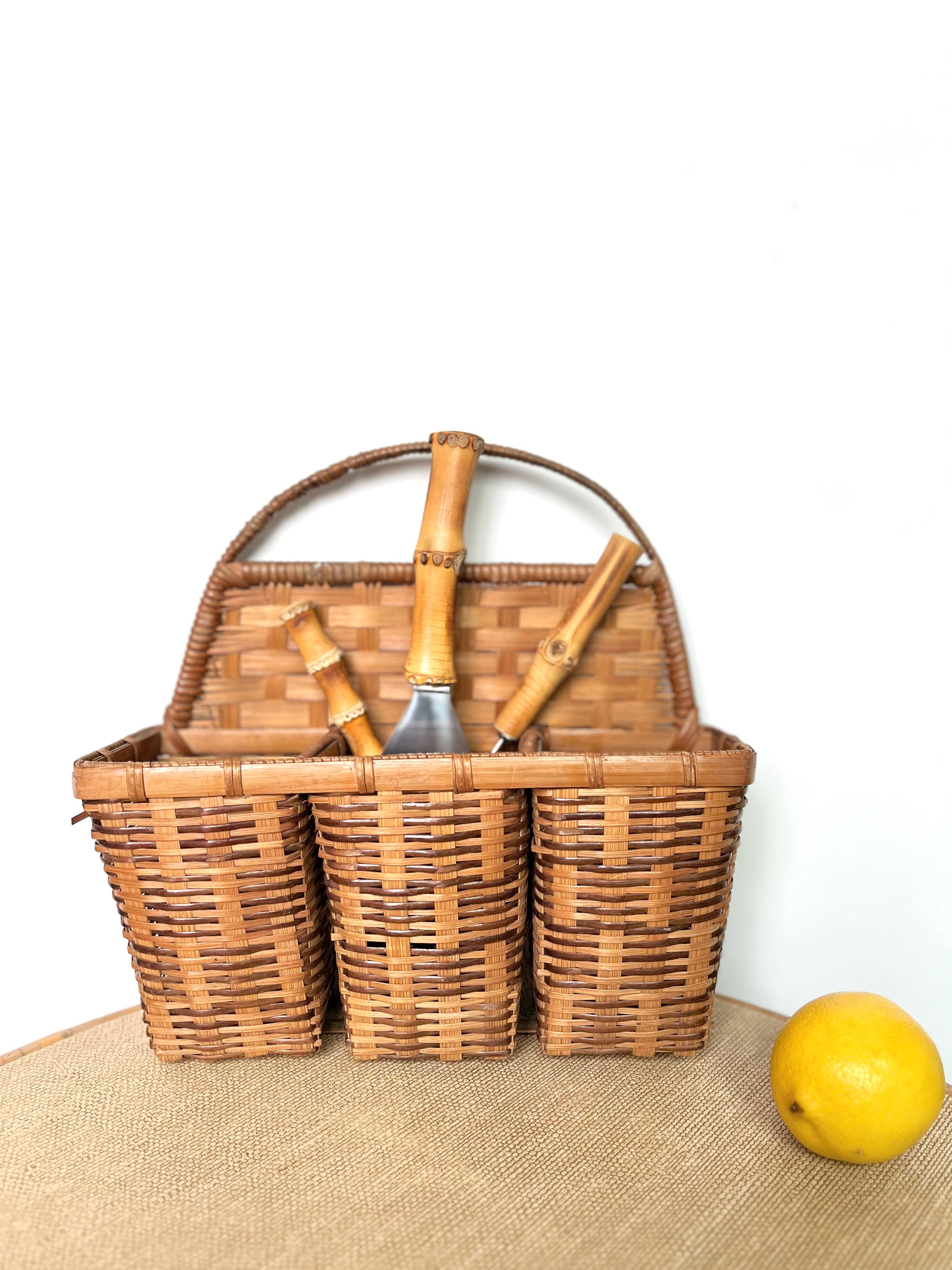 Vintage rattan hanging basket