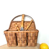 Vintage rattan hanging basket