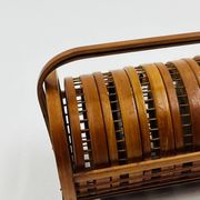 Vintage wooden coaster holder with 6 butterfly coasters.
