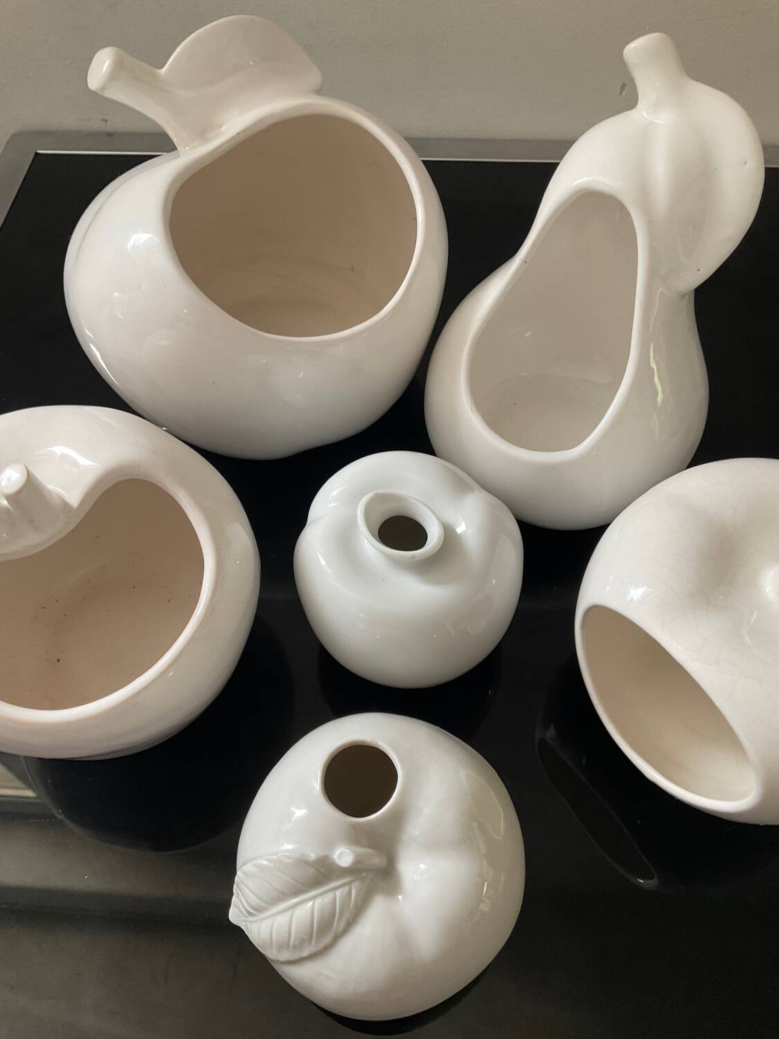Set of 6 vintage ceramic fruit vases/cachepots