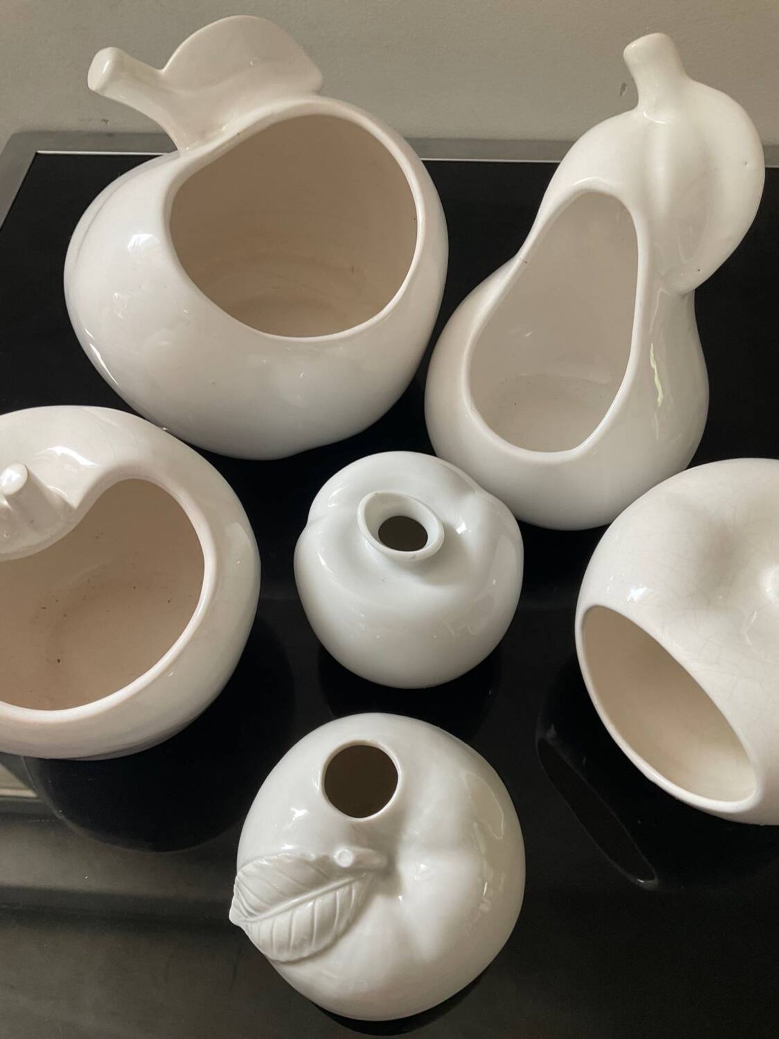 Set of 6 vintage ceramic fruit vases/cachepots