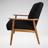 Fauteuil restauré en tissu noir, milieu XXème