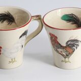 Set of 2 cups rooster and hen niderviller
