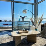 Rectangular travertine coffee table