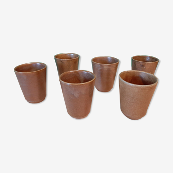 Lot of 6 cups Digoin sandstone
