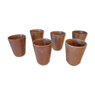 Lot of 6 cups Digoin sandstone