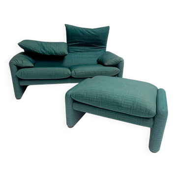 Canapé Maralunga avec repose-pieds par Vico Magistretti pour Cassina, années 1970.
