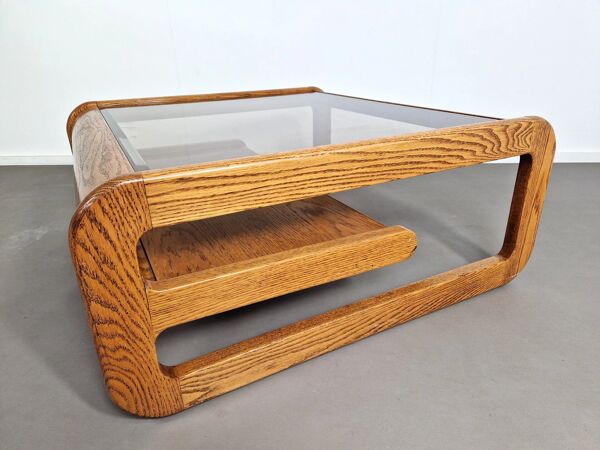 Table basse en chêne par Lou Hodges, années 1970