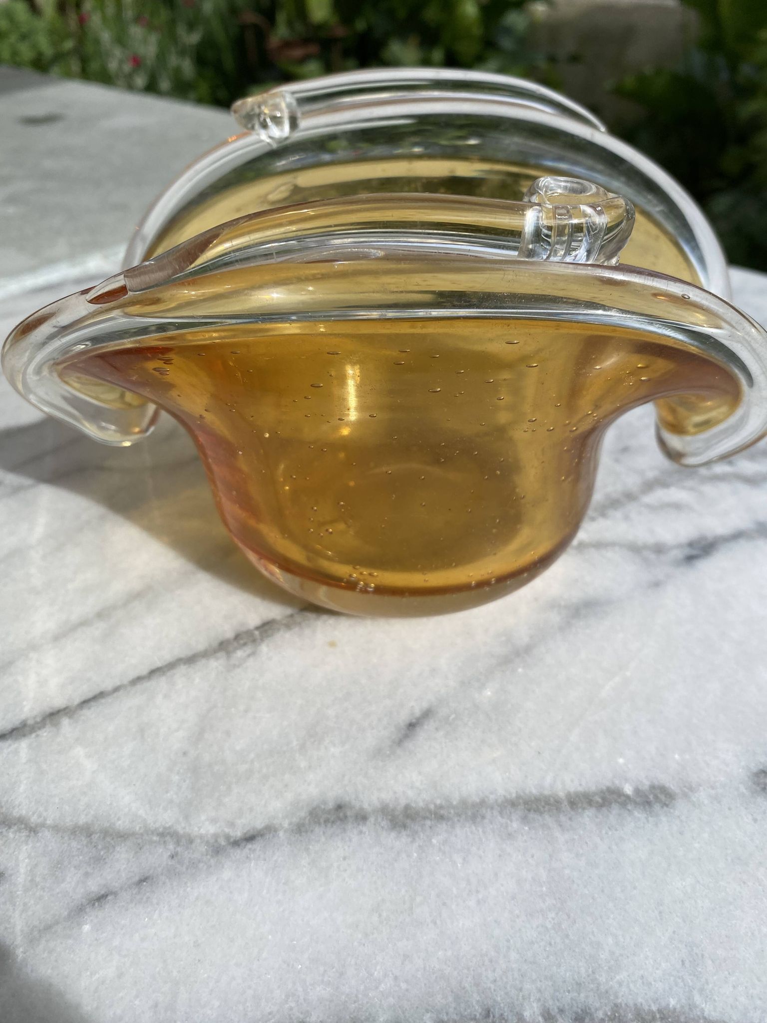 Vintage en Verre Bullé Ambré