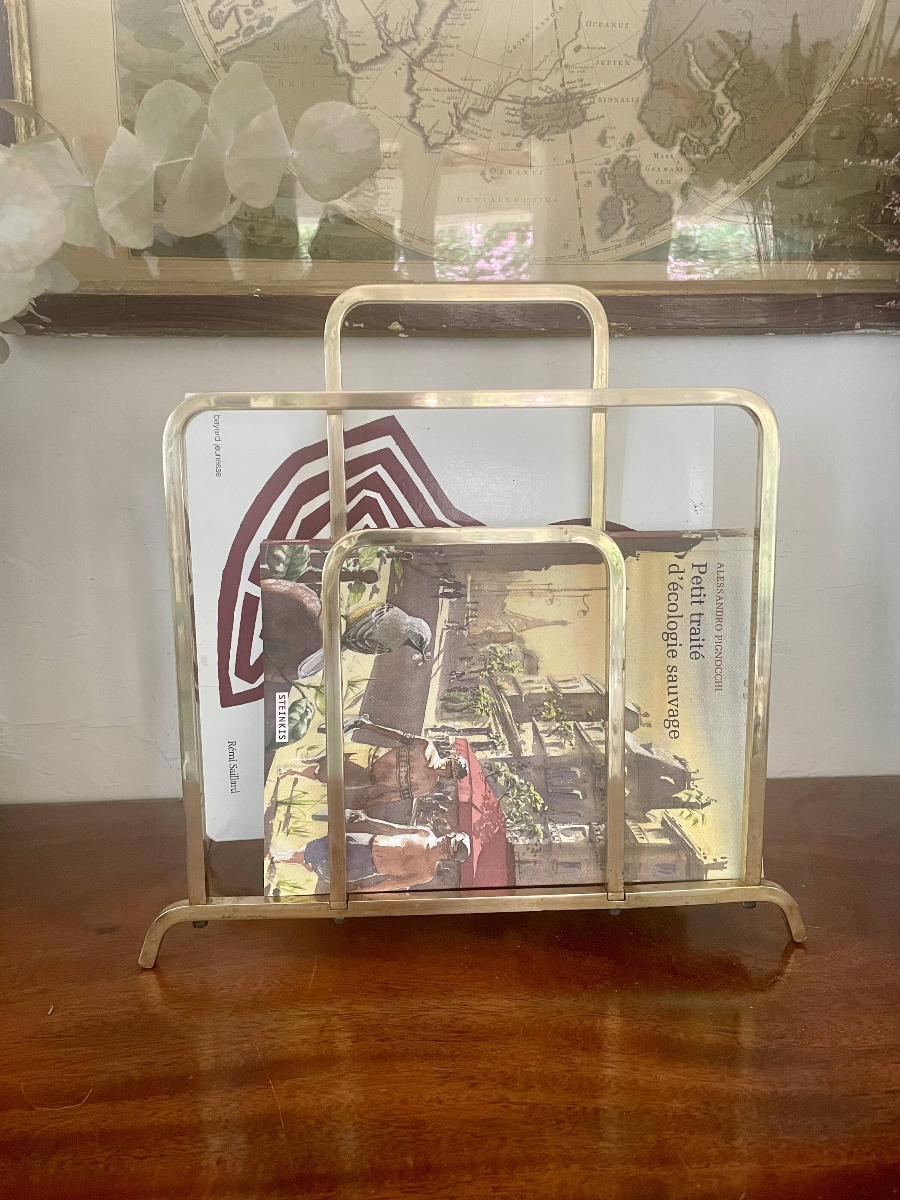Designer brass magazine rack