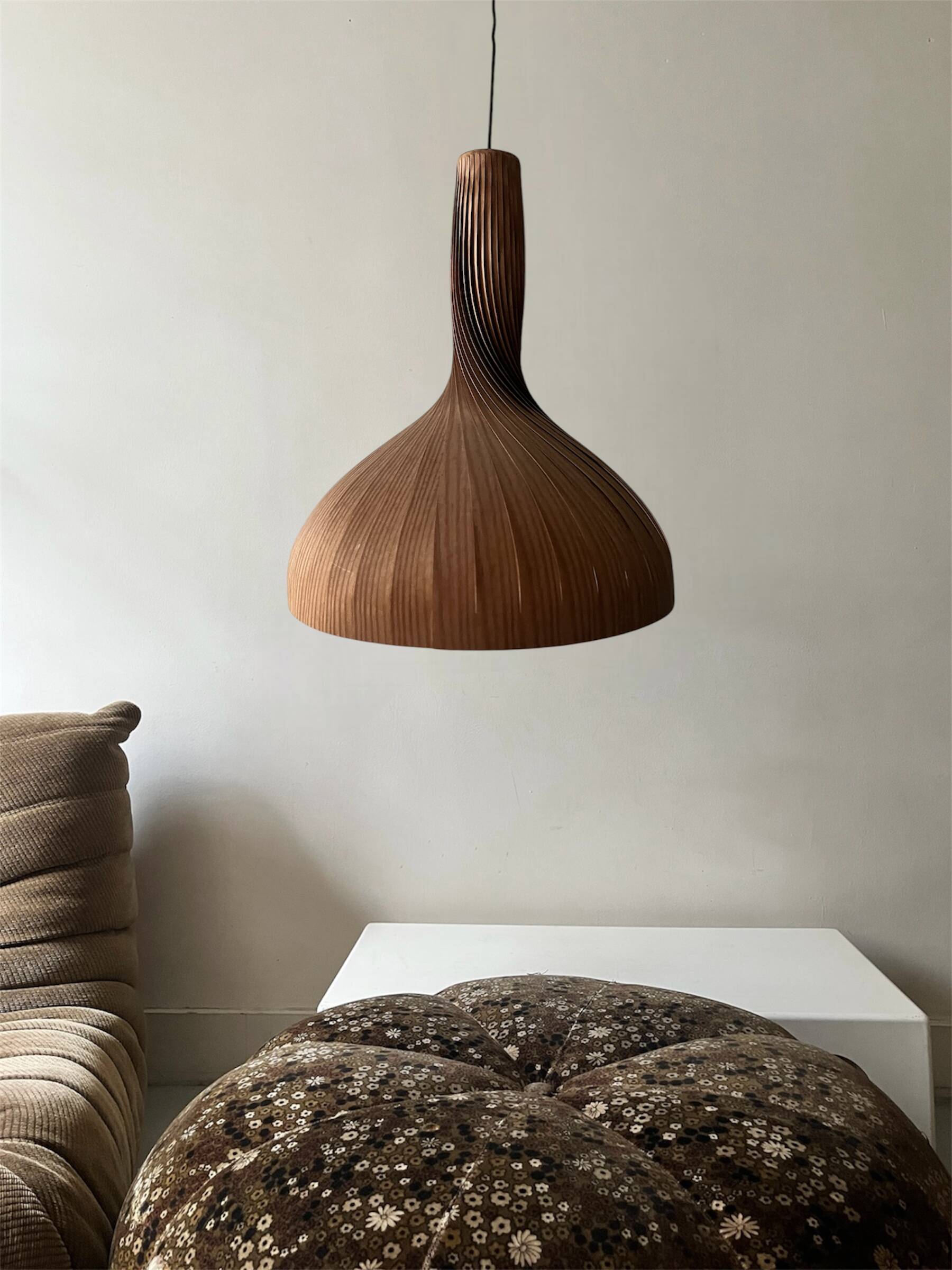 Scandinavian wooden pendant light by Hans-Agne Jakobsson, Suede design 1960