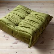 Armchair and pouffe Togo in green olive velvet model designed by Michel Ducaroy 1973