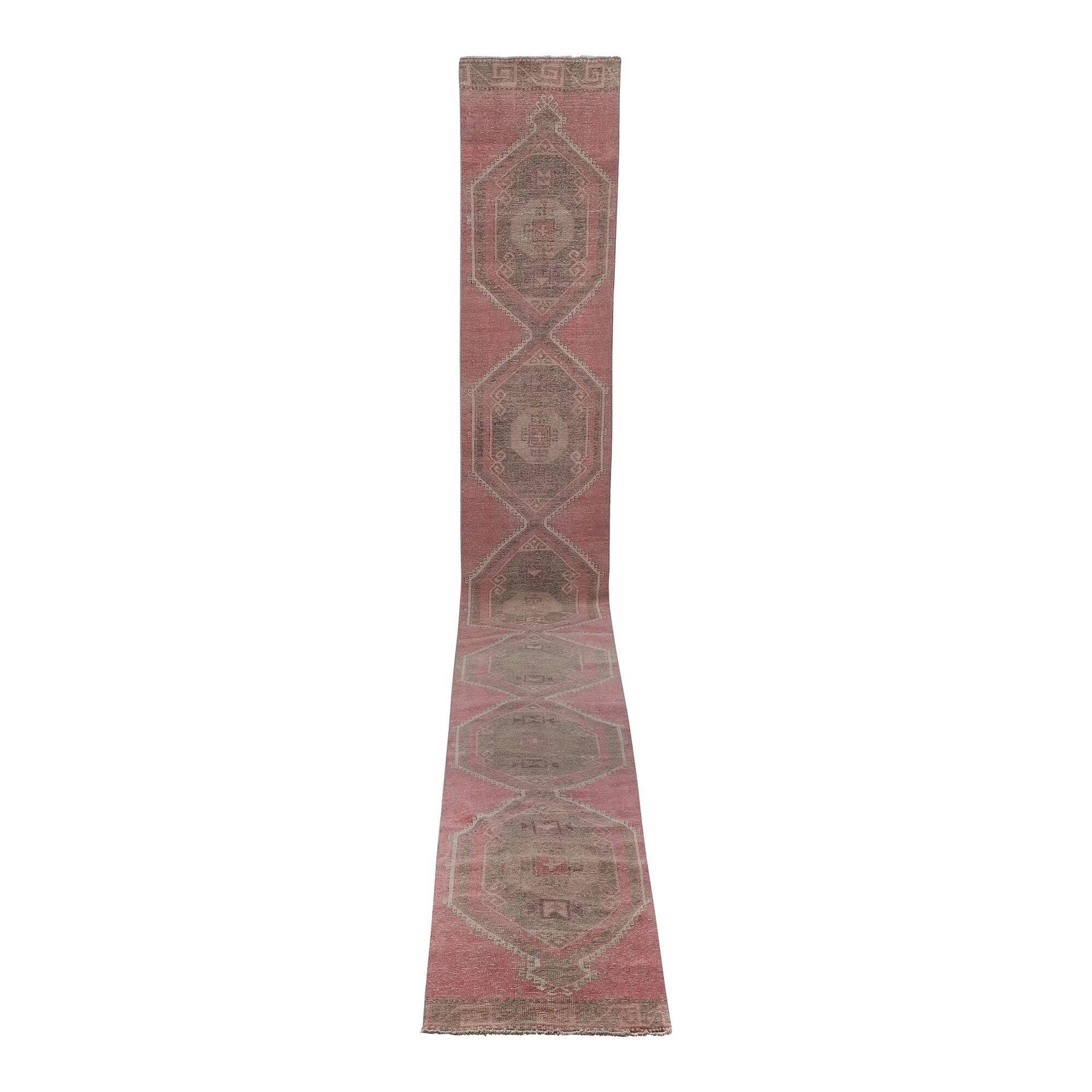 Vintage Turkish hallway rug 91x723 cm