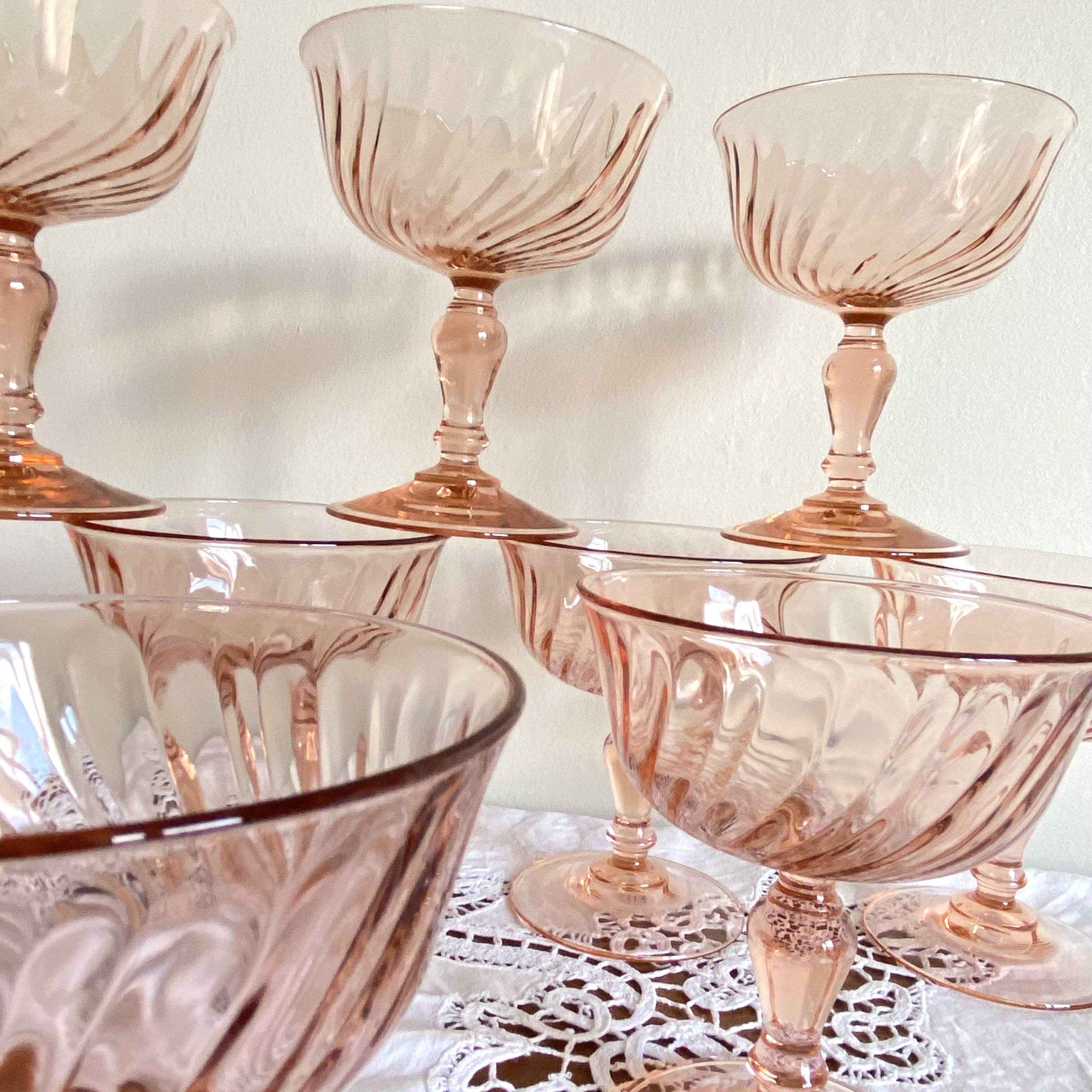 Set of 9 pink champagne coupe fruit coupe Rosaline Luminarc glasses