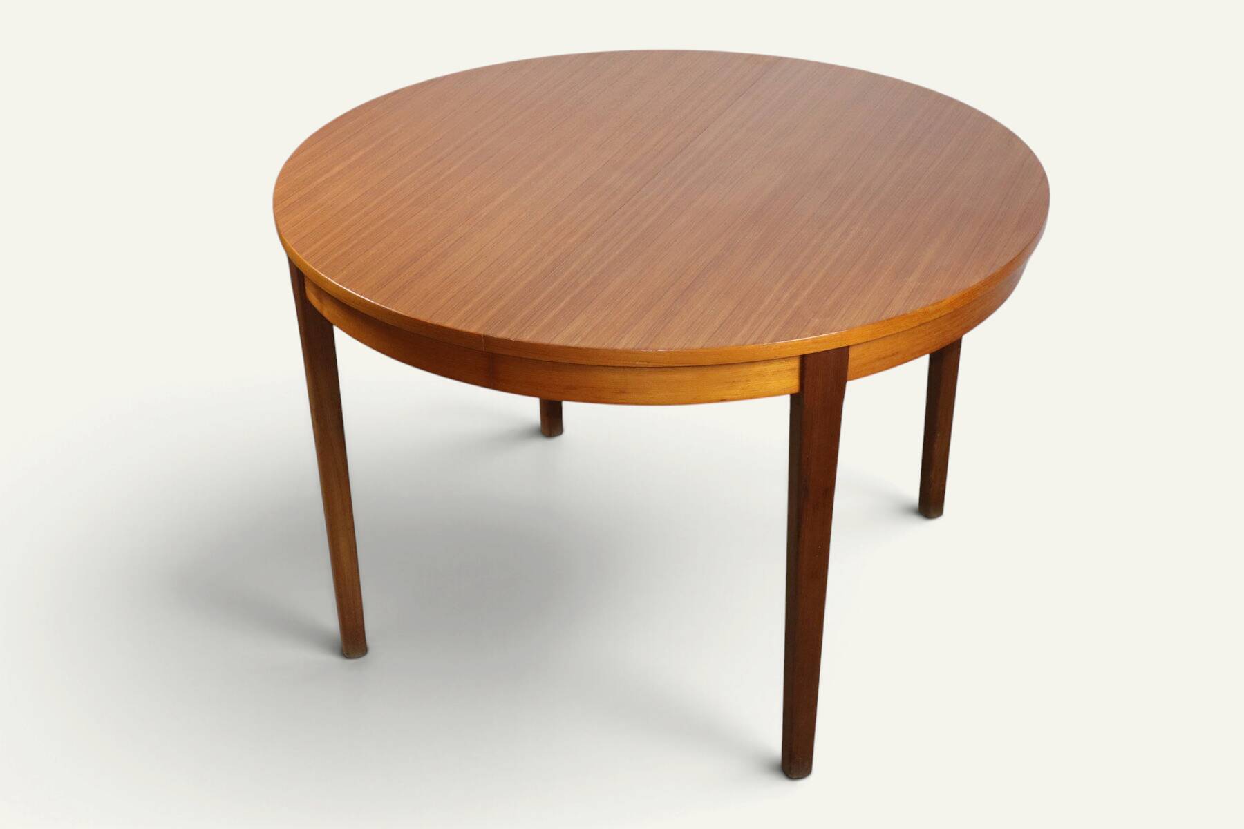 Table ronde extensible vintage en teck, années 70