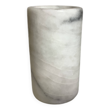 Vase rouleau en marbre gris blanc