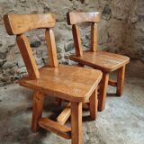 Pair of Canadian Brutalist Pine Chairs – Rustic Design from the 1970s