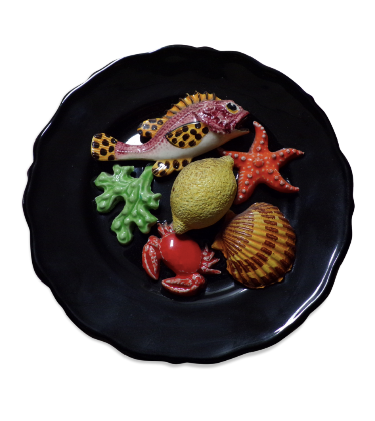 Vintage Vallauris trompe-l'oeil plate